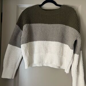Steve Madden Olive, Sage, and Cream Crew Neck Sweater